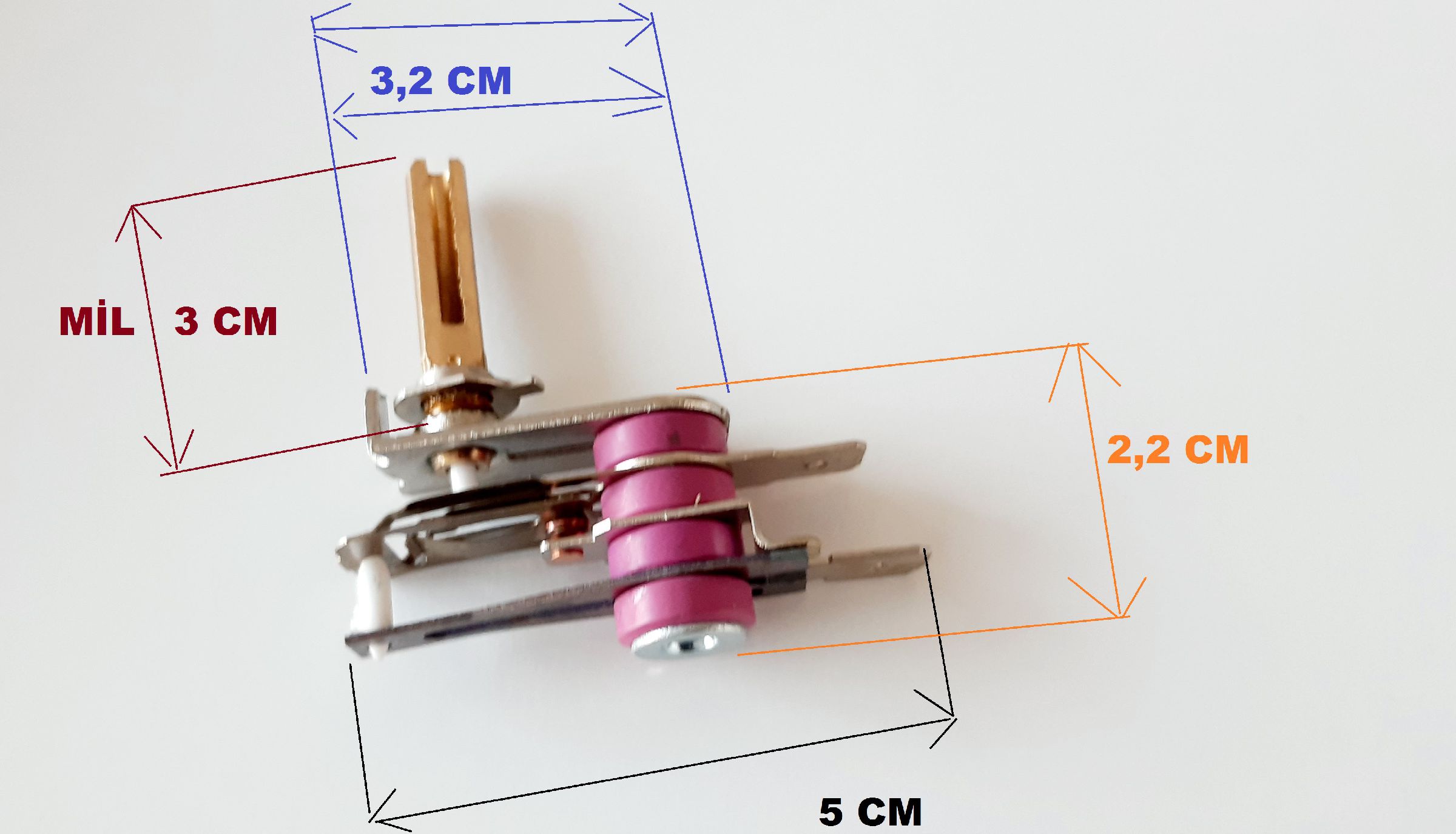 Ütü Termostat , Mil Uzunluğu 3 cm 10 Amper Ayar Otomatiği , Ütü