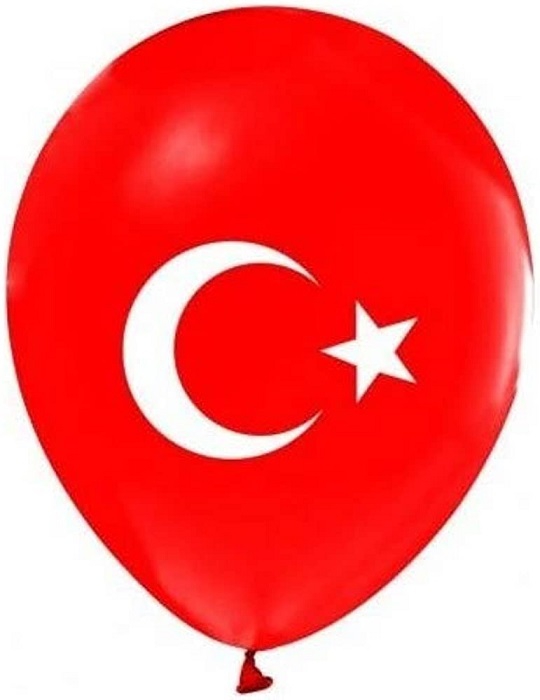 100 lü Ay Yıldız Balon  Türk Bayraklı 12 iNÇ Boy 30 CM Tören Kutlama Parti Balon