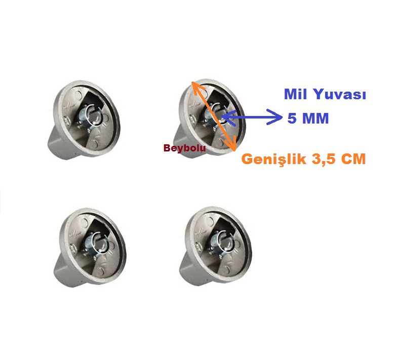 Bosch Uyumlu Ocak Düğmesi Gri Renk Set Üstü İçin 4 LÜ