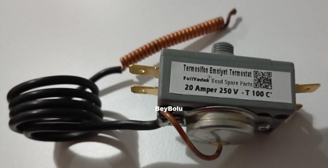 Demirdöküm Uyumlu Termosifon Limit Termostat , 100 Derece Emniyet Sabit Termostat