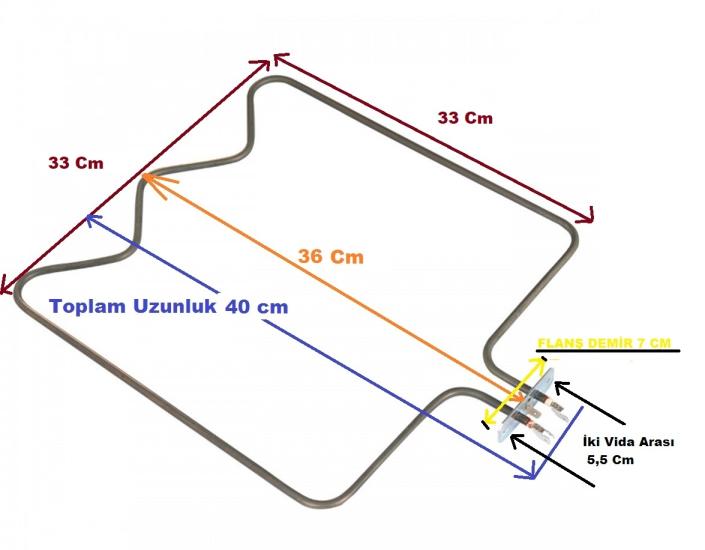 33 x 33 cm Fırın Rezistans universal , Fırın Rezistansı 1300 Watt